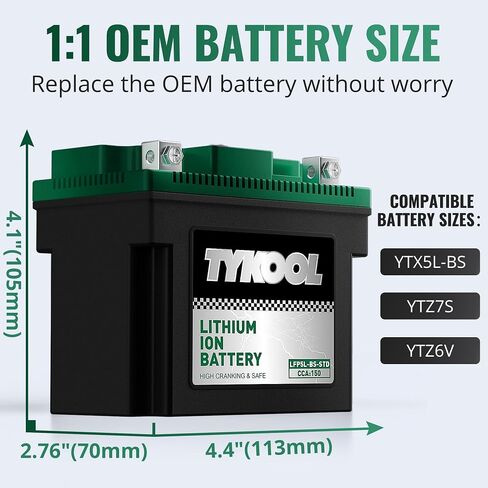 YTX4L-BS,YTZ5S,140A, 2X Cranking Amps,5X Longer Life, LiFePO4 Lithium Motorcycle Battery,12v 3Ah,Fits for ATV,Honda Grom,Dirt bikes,Quad,4 wheeler,Scooter,moped,go kart,Walk behind lawn mower in Saudi Arabia