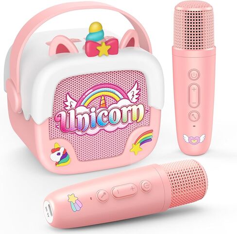 Mini Karaoke Machine for Kids Girls: Unicorn Portable Bluetooth Speakers with 2 Wireless Mic Toys for Girls Age 4-6 7 8 9 Years Old Girl Gifts Birthday Gifts for 5 6 7 8 9 10 11 Years Teens Purple in Kuwait