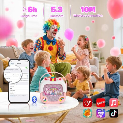 Mini Karaoke Machine for Kids Girls: Unicorn Portable Bluetooth Speakers with 2 Wireless Mic Toys for Girls Age 4-6 7 8 9 Years Old Girl Gifts Birthday Gifts for 5 6 7 8 9 10 11 Years Teens Purple in Kuwait