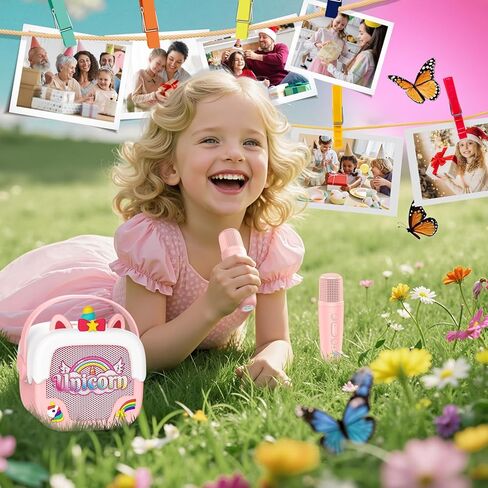 Mini Karaoke Machine for Kids Girls: Unicorn Portable Bluetooth Speakers with 2 Wireless Mic Toys for Girls Age 4-6 7 8 9 Years Old Girl Gifts Birthday Gifts for 5 6 7 8 9 10 11 Years Teens Purple in Kuwait
