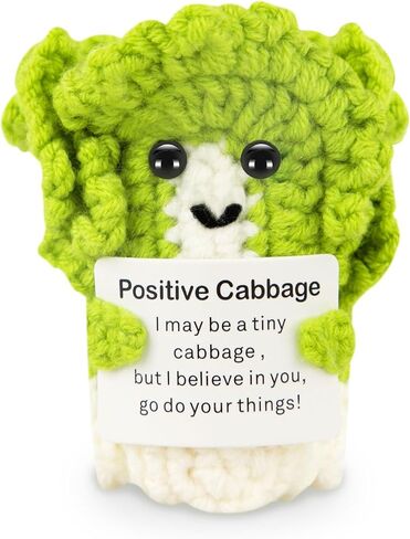 Ddluck Mini Funny Wool Bescplant Toy مع بطاقة إيجابية ، لها ، دمية كروشيه لطيفة للأطفال المراهقين ، هدية للنساء من الرجال مع Decors Decors Decors in Kuwait