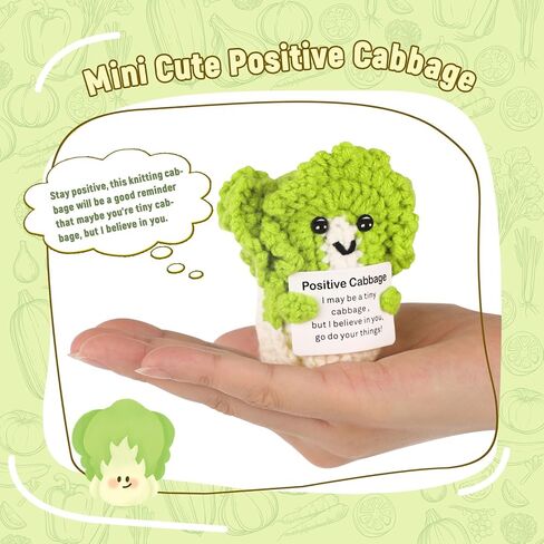 Ddluck Mini Funny Wool Bescplant Toy مع بطاقة إيجابية ، لها ، دمية كروشيه لطيفة للأطفال المراهقين ، هدية للنساء من الرجال مع Decors Decors Decors in Kuwait
