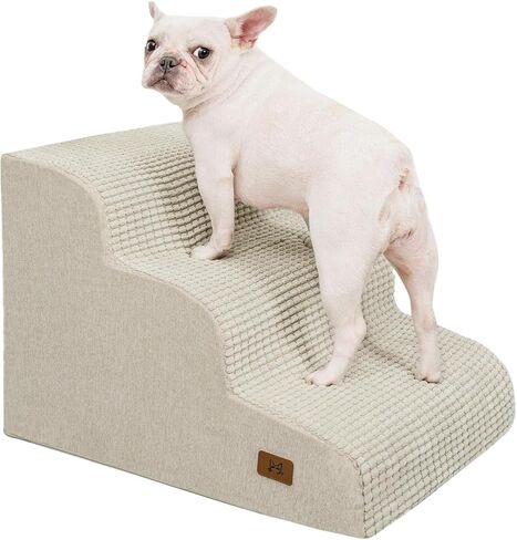 Dog Step for Bed, Dog Stair 3-Step 35D Pet Stair 15.7" H for High Bed or Sofa Non-Slip Balanced Pet Step Indoor, Grey in Kuwait