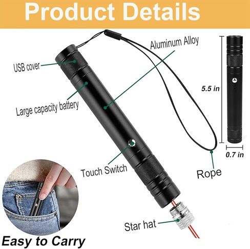 Laser Pointer High Power, red Laser Pointer Indicator Light, Long Range Laser Pointer for Hiking, USB Charge in Kuwait