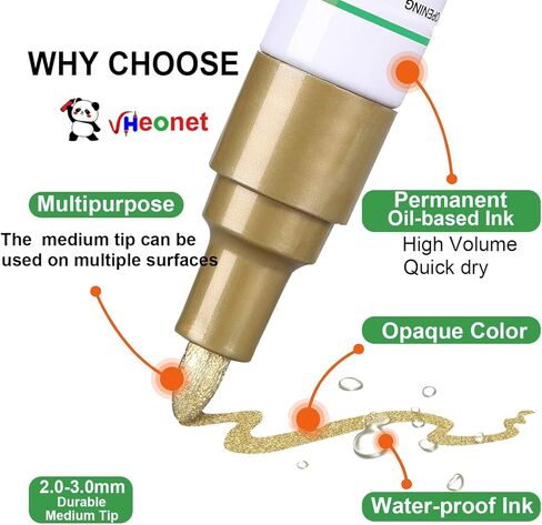 White Paint Pens marking pens Permanent Markers - 6 Pack Oil Based Waterproof Markers for Tire, Rubber,Wood, Rocks, Metal, Canvas,Plastic, Dark Surface,Craft office Supplies,Medium Point in Kuwait