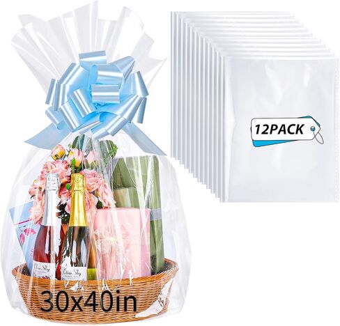 woric 12PCS Large Clear Gift Bags 30x40 Inch Gift Basket Wrap Bags in Saudi Arabia