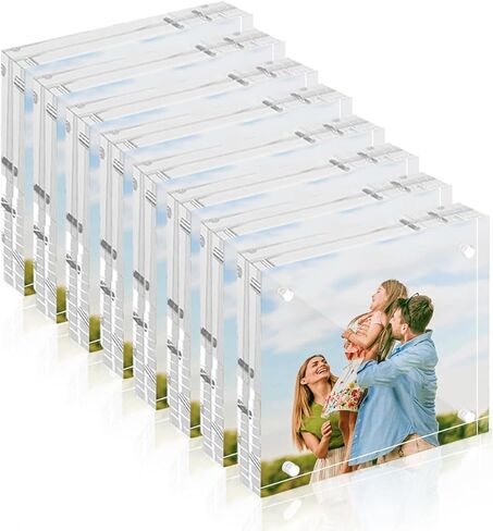8 Pack Mini Acrylic Picture Frame 2.5x3.5 inches, Clear Acrylic Magnetic Photo Frame for Polaroid photos, Frameless Wallet Size Picture Frames for Office Home Decor in Kuwait