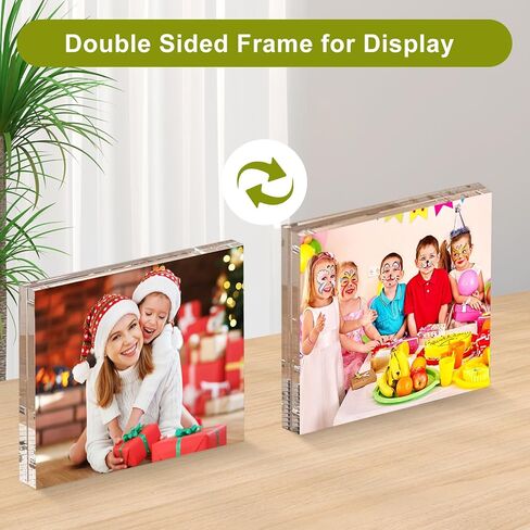 8 Pack Mini Acrylic Picture Frame 2.5x3.5 inches, Clear Acrylic Magnetic Photo Frame for Polaroid photos, Frameless Wallet Size Picture Frames for Office Home Decor in Kuwait
