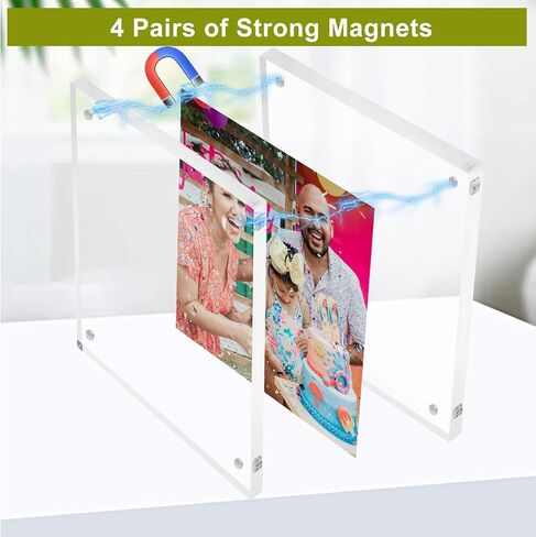 8 Pack Mini Acrylic Picture Frame 2.5x3.5 inches, Clear Acrylic Magnetic Photo Frame for Polaroid photos, Frameless Wallet Size Picture Frames for Office Home Decor in Kuwait