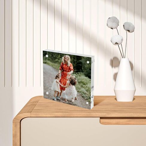 8 Pack Mini Acrylic Picture Frame 2.5x3.5 inches, Clear Acrylic Magnetic Photo Frame for Polaroid photos, Frameless Wallet Size Picture Frames for Office Home Decor in Kuwait