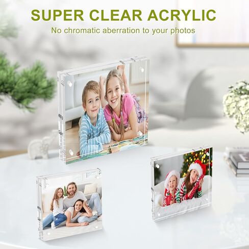 8 Pack Mini Acrylic Picture Frame 2.5x3.5 inches, Clear Acrylic Magnetic Photo Frame for Polaroid photos, Frameless Wallet Size Picture Frames for Office Home Decor in Kuwait