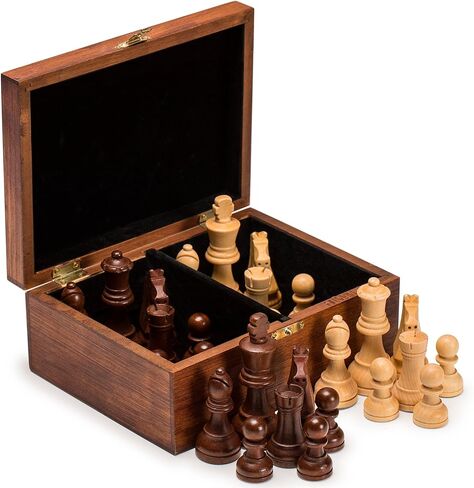 Husaria Staunton Tournament No. 5 Chessmen مع 2 Queens و Wooden Box ، 3.6 بوصة ملوك in Kuwait