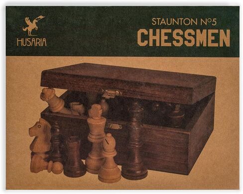 Husaria Staunton Tournament No. 5 Chessmen مع 2 Queens و Wooden Box ، 3.6 بوصة ملوك in Kuwait