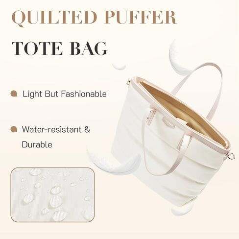 Missnine Tote Bag for Women 15.6 inch Laptop Bag Large Travel Tote Bag with Zipper, Quilted Puffer Handbags for Work in Saudi Arabia