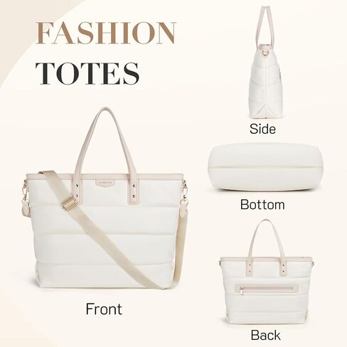 Missnine Tote Bag for Women 15.6 inch Laptop Bag Large Travel Tote Bag with Zipper, Quilted Puffer Handbags for Work in Saudi Arabia