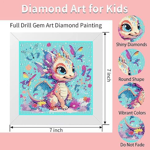 mrpwnle Cow Diamond Art Kits for Kids - Cow Diamond Painting Kits for Kids Beginners with Frame, Easy to DIY Cute Animals Diamond Art Kit for Kid Ages 4-8-12 for Gift Decoration 7x7in in Saudi Arabia