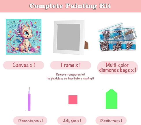 mrpwnle Cow Diamond Art Kits for Kids - Cow Diamond Painting Kits for Kids Beginners with Frame, Easy to DIY Cute Animals Diamond Art Kit for Kid Ages 4-8-12 for Gift Decoration 7x7in in Saudi Arabia