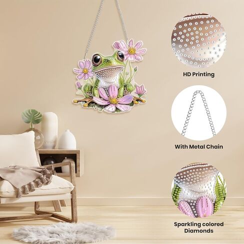 Hanging Diamond Art Kits for Adults Beginners, Peacock Flower Diamond Painting Pendant Kit, DIY Acrylic 5D Special Shaped Crystal Diamond Gem Art Painting Hanging Ornament for Home Wall Decor in Saudi Arabia