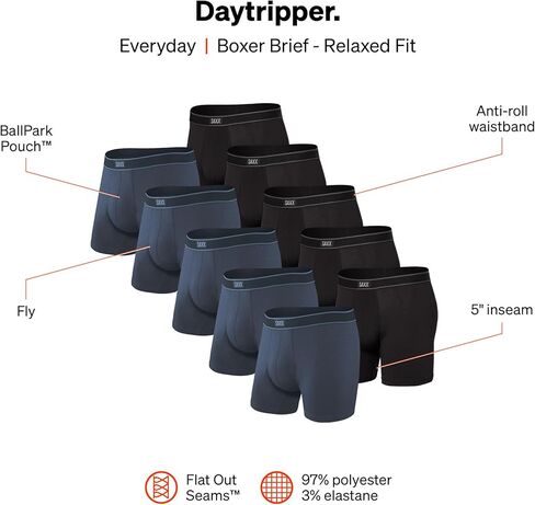 SAXX Underwear Co. Men's Underwear with Pouch Support Daytripper Boxer Brief Fly, 7 or 10 Pack in Kuwait
