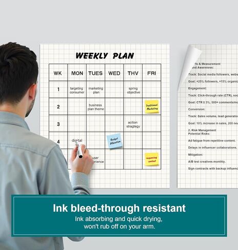 ViVin Lined Sticky Easel Pad, 25 x 30 Inches Flip Chart Paper for Teachers and Students, Large Self Stick Easel Paper, Teacher Anchor Chart, 30 Sheets/Pad, 2 Pads/Pack in Kuwait