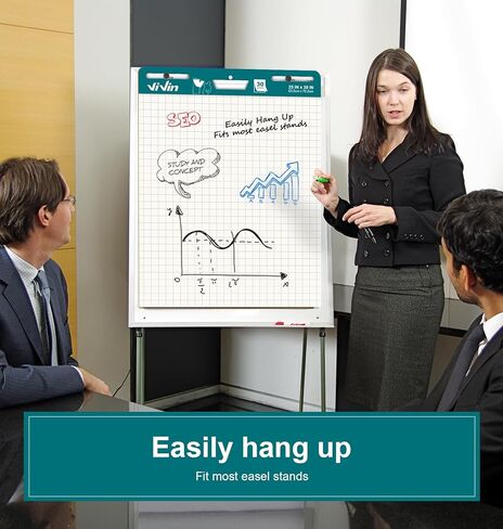 ViVin Lined Sticky Easel Pad, 25 x 30 Inches Flip Chart Paper for Teachers and Students, Large Self Stick Easel Paper, Teacher Anchor Chart, 30 Sheets/Pad, 2 Pads/Pack in Kuwait