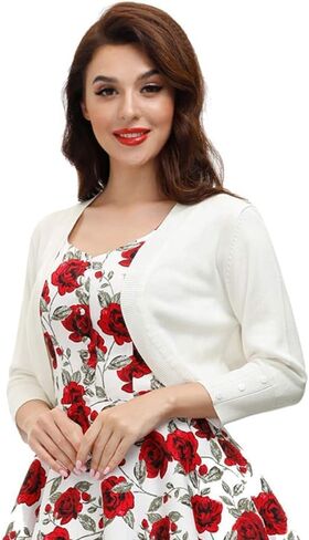 Belle Poque Womens 3/4 Sleeve Bolero تجاهل المفتوحة الأمامية المتماسكة كارديجان in Saudi Arabia