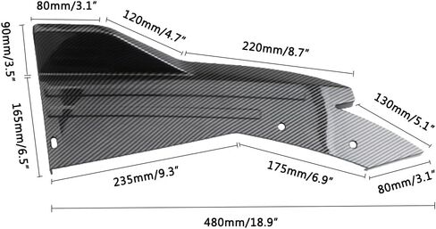 2PCS Universal Car Spoiler,Rear Bumper Lip Body Canard Diffuser Spoilers Black Front Bumper Lip Side Skirt Spoiler Splitter Protector Exterior Decoration Trim Kit Anti-Scratch (Smooth Black) in Saudi Arabia