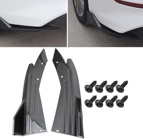 2PCS Universal Car Spoiler,Rear Bumper Lip Body Canard Diffuser Spoilers Black Front Bumper Lip Side Skirt Spoiler Splitter Protector Exterior Decoration Trim Kit Anti-Scratch (Smooth Black) in Saudi Arabia