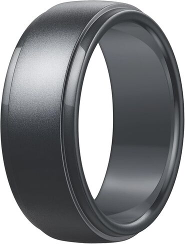 Egnaro Men's Silicone Wedding Rings: Classic Black Style Rubber ring - Hypoallergenic for Gym/Outdoor/Gift(1/4/7 Variety Pack with Half Size) in Saudi Arabia