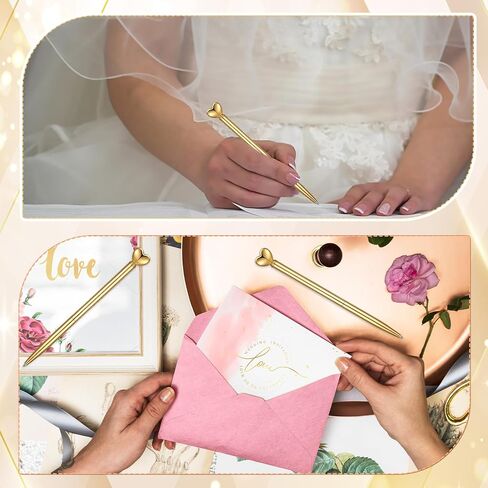 40 Pcs Heart Pens, Hearts Shaped Retractable Metal Cute Pens 1.0 mm Black Ink Novelty Pen Gold Slim Ballpoint for Valentine's Day Students Teachers Employees Gifts Office School Supplies in Saudi Arabia