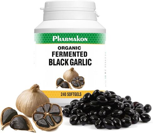 PHARMAKON Organic Aged Black Garlic, Bioavailable Soft Capsules, Wholesome, Reduced Odor (120 Count) in Kuwait