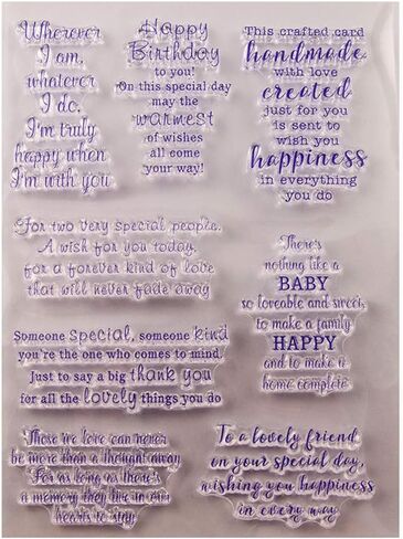 Arbuya Phrase Sentiment Thinking of You with Sympathy Friends Birthday Rubber Stamps Clear Stamps for Card Making Decoration and DIY Scrapbooking -A1886 in Kuwait
