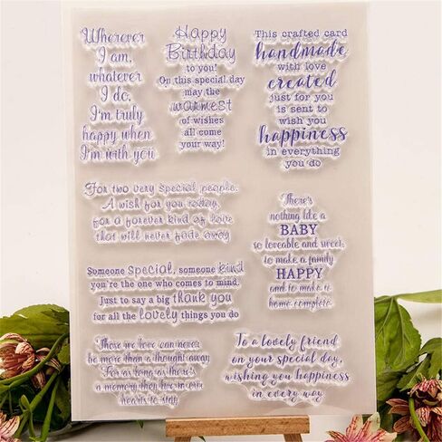 Arbuya Phrase Sentiment Thinking of You with Sympathy Friends Birthday Rubber Stamps Clear Stamps for Card Making Decoration and DIY Scrapbooking -A1886 in Kuwait