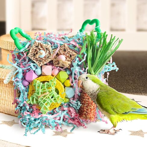 ألعاب الببغاء ، Tyotrbs Bird Toys Conure Grass Mat Budgie Shredder Hanging مجموعة Cockatiel علف ألعاب الببغاء تسلق الجدار الملحقات القفص للطيور الصغيرة للطيور الصغيرة in Kuwait