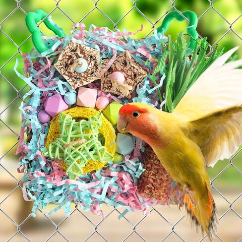 ألعاب الببغاء ، Tyotrbs Bird Toys Conure Grass Mat Budgie Shredder Hanging مجموعة Cockatiel علف ألعاب الببغاء تسلق الجدار الملحقات القفص للطيور الصغيرة للطيور الصغيرة in Kuwait