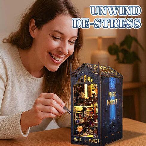 Kisoy DIY Book Nook Miniature Kit with 3D Wooden Puzzle, DIY Manual Book Stand for Bookshelf Insert Decor for Creative Assembled Bookends for Romantic Gift (Detective Famous Agency) in Kuwait