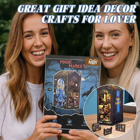 Kisoy DIY Book Nook Miniature Kit with 3D Wooden Puzzle, DIY Manual Book Stand for Bookshelf Insert Decor for Creative Assembled Bookends for Romantic Gift (Detective Famous Agency) in Kuwait