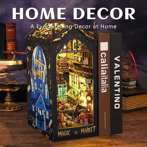 Kisoy DIY Book Nook Miniature Kit with 3D Wooden Puzzle, DIY Manual Book Stand for Bookshelf Insert Decor for Creative Assembled Bookends for Romantic Gift (Detective Famous Agency) in Kuwait