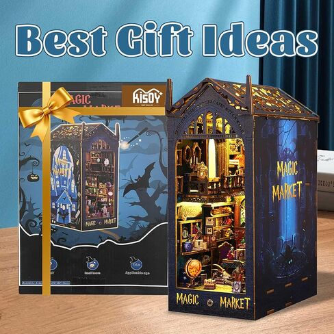 Kisoy DIY Book Nook Miniature Kit with 3D Wooden Puzzle, DIY Manual Book Stand for Bookshelf Insert Decor for Creative Assembled Bookends for Romantic Gift (Detective Famous Agency) in Kuwait