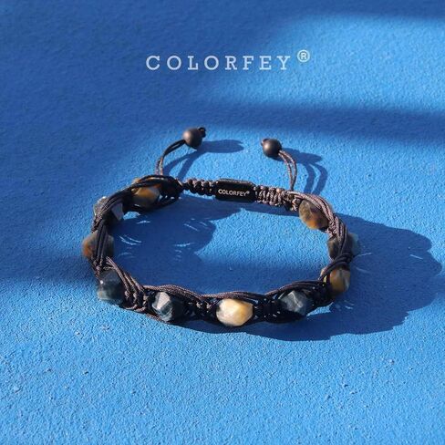 Golden Obsidian Beaded Bracelets for Men Women- COLORFEY Handmade Obsidian Gemstone Bracelet Mens Rope Bracelet Unique Faceted Bead Set, Natural Protection Crystals Bracelet Energy Gifts for Teens Son in Saudi Arabia
