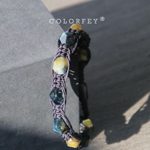 Golden Obsidian Beaded Bracelets for Men Women- COLORFEY Handmade Obsidian Gemstone Bracelet Mens Rope Bracelet Unique Faceted Bead Set, Natural Protection Crystals Bracelet Energy Gifts for Teens Son in Saudi Arabia