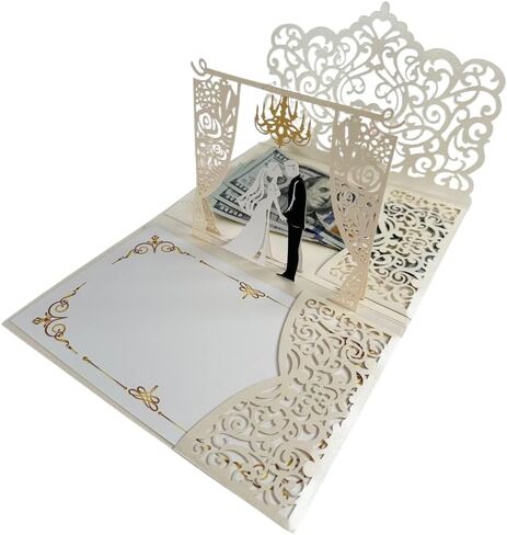 Wedding Cards for Bride and Groom - Pop-Up Congratulations Card with Money Holder for Cash Gift – Elegant Marriage Card for Bridal Shower, Wedding Shower, Son & Daughter in Law, Engagement, or Newlywed with Envelope Flower Tree Design (Everlasting Harmone in Saudi Arabia