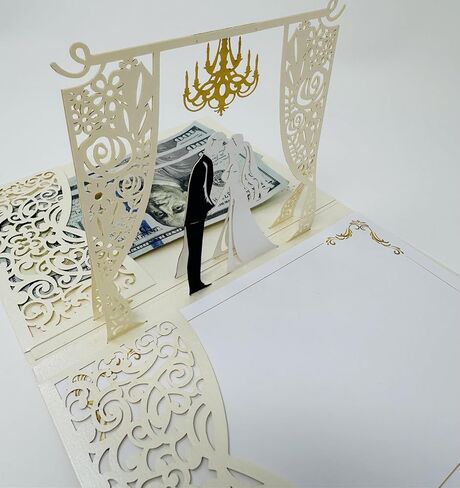 Wedding Cards for Bride and Groom - Pop-Up Congratulations Card with Money Holder for Cash Gift – Elegant Marriage Card for Bridal Shower, Wedding Shower, Son & Daughter in Law, Engagement, or Newlywed with Envelope Flower Tree Design (Everlasting Harmone in Saudi Arabia