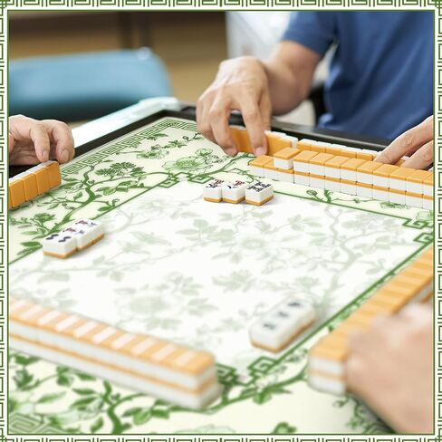 22 بوصة مصغرة Chinoiserie Mahjong Mat لمجموعة السفر الأزرق والأبيض Mahjong حصيرة لطيف ملحقات دومينو صغيرة الهدايا دومينو ومربى طاولة لعبة البلاط in Kuwait