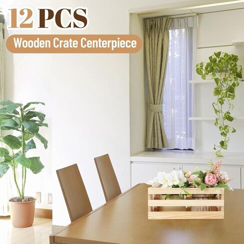 6 Pcs 9.5'' Small Wooden Crates for Storage Unfinished Wood Crate Bulk Decorative Display Storage Box Natural Arts Bins Closet Organized for Kitchen Home Office Rustic Country Decor in Saudi Arabia