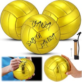 3/6/12 pcs Gold Autograph Volleyball Official Size 2 Mini Trophy Volleyball Golden Custom Volleyball with Air Pump for Trophies Anniversary College Coaching Gift Awards Party in Kuwait