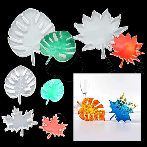 iSuperb 5 Pack Maple Leaf Resin Coaster Molds - Silicone Tray Molds for Making Geode, Agate Slice Coasters, Cups Mats, Home Decoration in Saudi Arabia
