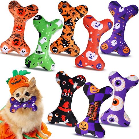 8 Pcs 4th of July Toys for Dogs Plush Squeaky Bone Shaped Funny Toys Birthday Gift for Small Medium Large Sized Dogs, 6. 1" x 3. 8" in Saudi Arabia
