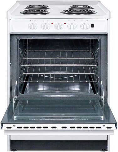 Summit Appliance WEM610R 24" Wide Slide-in Electric Coil Top Range in White with Lower Storage Compartment, Recessed Oven Door, Broiler Pan, Indicator Lights, Push-to-turn Burner Knobs in Saudi Arabia