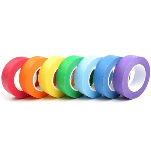 Colored Masking Tape - 7 Packs Colorful Artist Tape Painters Tape for Arts and Crafts 0.8 Inch x 16 Yards，Paper Tape for Crafts & DIY Projects，Early Learning & Crafting for Kids and Family in Saudi Arabia